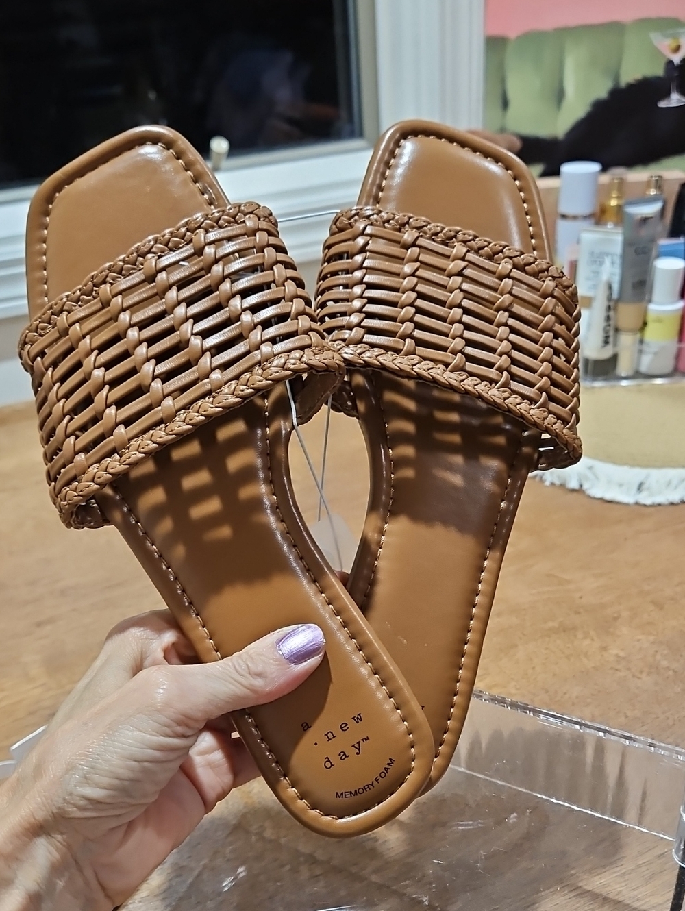 a new day Brown Woven Slide Mules